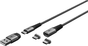 2w1 magnetyczny kabel tekstylny USB, (gwiezdna szarość/srebrny), 1 m