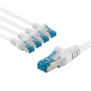 CAT 6A Patchkabel, S/FTP (PiMF), 2 m, weiß, 5er-Set