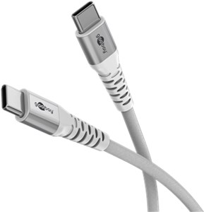 Super miękki kabel tekstylny USB-C™ z metalowymi złączami, 3 m, biały