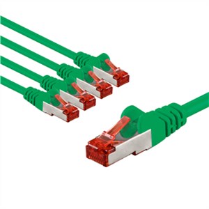 CAT 6 Patchkabel, S/FTP (PiMF), 1 m, Grün, 5er-Set