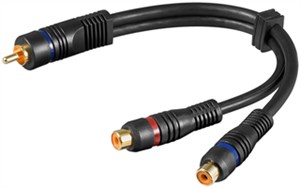 Câble Adaptateur Y Audio, 1x RCA Mâle Stéréo vers 2x RCA Femelle, OFC, Double Blindage