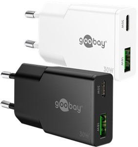 USB-C™ PD GaN Dual-Schnellladegerät Slim (30 W) schwarz