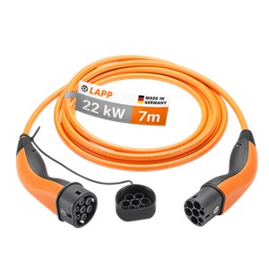 Kabel do ładowania Typu 2, do 22 kW, 7 m, pomarańczowy