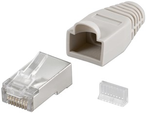 RJ45-Stecker, CAT 5e STP geschirmt mit Knickschutztülle