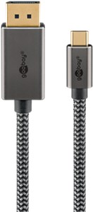 USB-C™-auf-DisplayPort™-Textilkabel 4K @ 60 Hz, 1 m, schwarz;silber