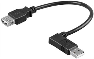 Câble Rallonge de Recharge USB 2.0 Hi-Speed 90°, noir