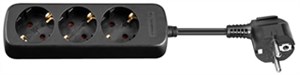 3-Way Power Strip, 1.5 m, black