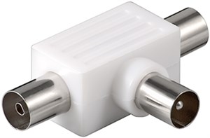 Coaxial T Adapter: Double Coaxial Socket > Coaxial Plug