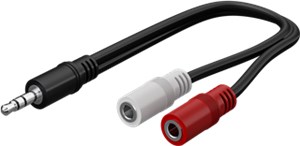 Audio Y-Kabeladapter 3,5 mm, 1x Stecker 2x Buchse mono