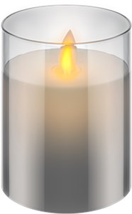 LED-Echtwachskerze im Glas, 7,5 x 10 cm, grau-transparent