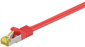 RJ45 kabel krosowy CAT 6A S/FTP (PiMF), 500 MHz, z CAT 7 kable surowym, czerwony, 0,25 m