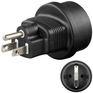 Reiseadapter Europa auf USA/Japan, schwarz