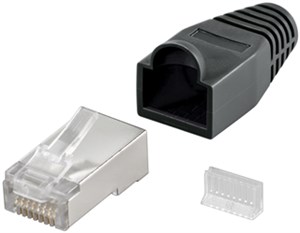 Wtyczka RJ45, CAT 5e STP ekranowana z osłoną chroniącą przed zginaniem