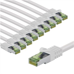 GHMT-zertifiziertes CAT 8.1 Patchkabel, S/FTP (PiMF), 5 m, weiß, 10er-Set