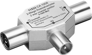 Adaptateur Coaxial en T : Double prise coaxiale > fiche coaxiale