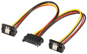 PC Y Power Cable/Adapter, SATA 1x Male to 2x Female 90°