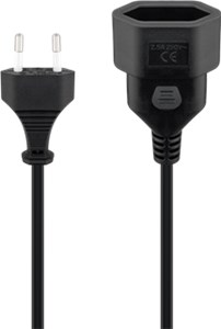 Extension Lead Europlug, 2 m, black