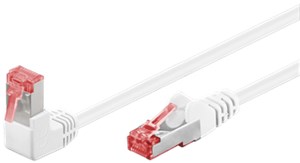 CAT 6 Patchkabel 1x 90° gewinkelt, S/FTP (PiMF), weiß, 0,5 m