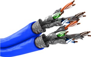 CAT 7A Duplex-Netzwerkkabel, S/FTP (PiMF), blau 