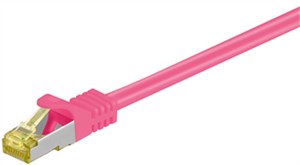 RJ45 kabel krosowy CAT 6A S/FTP (PiMF), 500 MHz, z CAT 7 kable surowym, purpurowy, 0,25 m