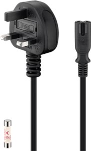UK Mains Connection Cable, 1.8 m, Black, (2*0.75 mm²)