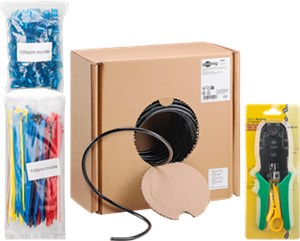 CAT 6 Kit de Câbles Réseau Extérieurs, U/UTP, noir 