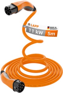 Selbstaufrollendes Ladekabel Typ 2, bis zu 11 kW, 5 m, orange