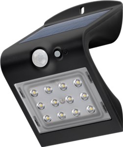 Applique da parete solare a LED con sensore di movimento, 1,5 W, nero