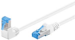 CAT 6A Câble Patch 1x 90° Coudé, S/FTP (PiMF), blanc