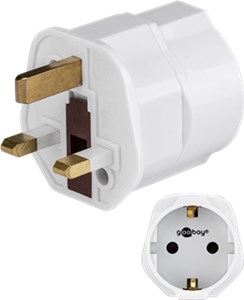 Reiseadapter Europa auf UK, weiß
