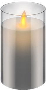LED-Echtwachskerze im Glas, 7,5 x 12,5 cm, grau-transparent