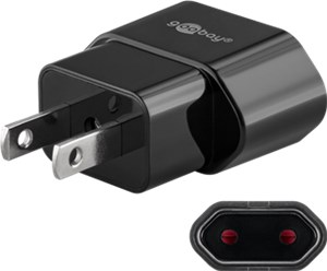 Reiseadapter Eurostecker auf USA/Japan, schwarz