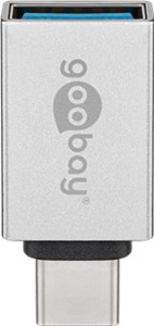 USB-C™/USB-A 3.0 OTG SuperSpeed-Adapter für Ladekabel, silber