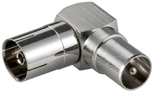 Adaptateur Coudé Coaxial : Prise Coaxiale > Fiche Coaxiale 90°