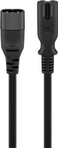Verlängerungskabel C7/C8, 2 m, Schwarz, (2*0,75 mm²)