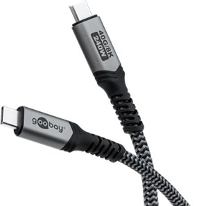 USB-C™-Kabel mit Textilmantel, USB4™, 240 W, 40 Gbit/s, Power Delivery, 0,5 m