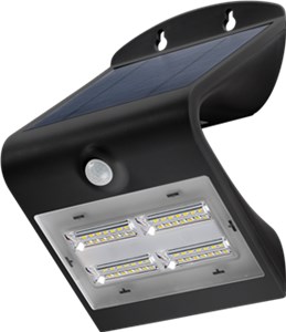 LED Solar Wall Light with Motion Sensor, 3.2 W, Black