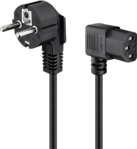 Angled IEC Cord on Both Sides, 3 m, Black