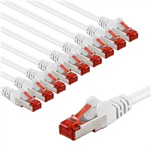 CAT 6 kabel krosowy, S/FTP (PiMF), 2 m, biały, zestaw 10