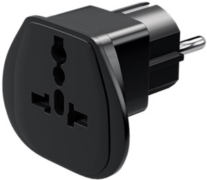 Reiseadapter Welt auf Europa, schwarz