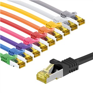 RJ45 cavo patch CAT 6A S/FTP (PiMF), 500 MHz, con cavo grezzo CAT 7, 1 m, kit di 10 colori